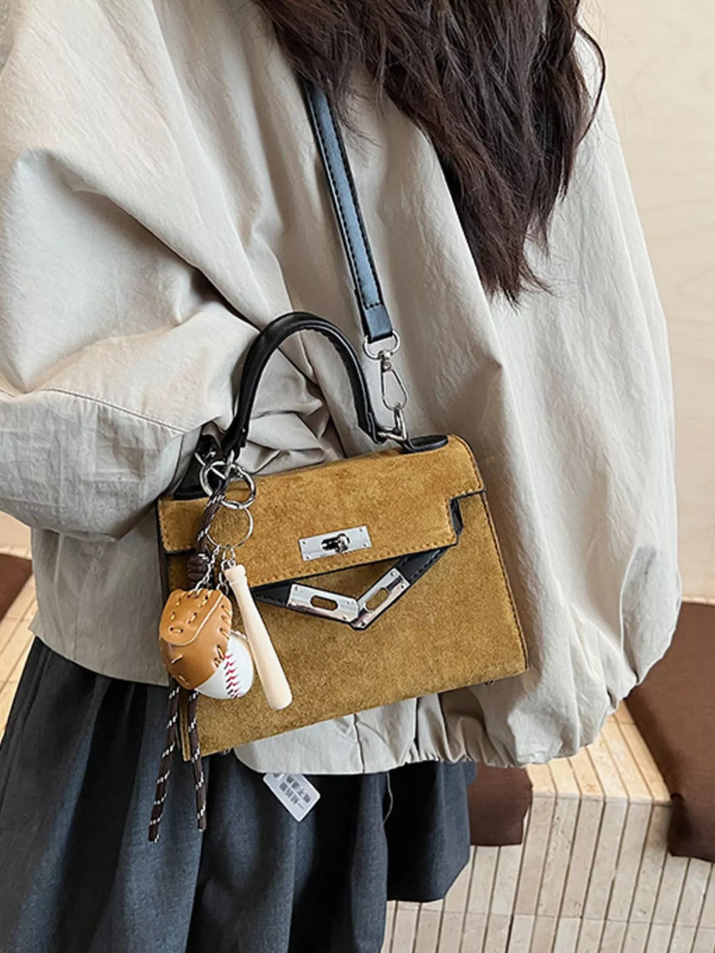 Crossbody Bag with Baseball Charm