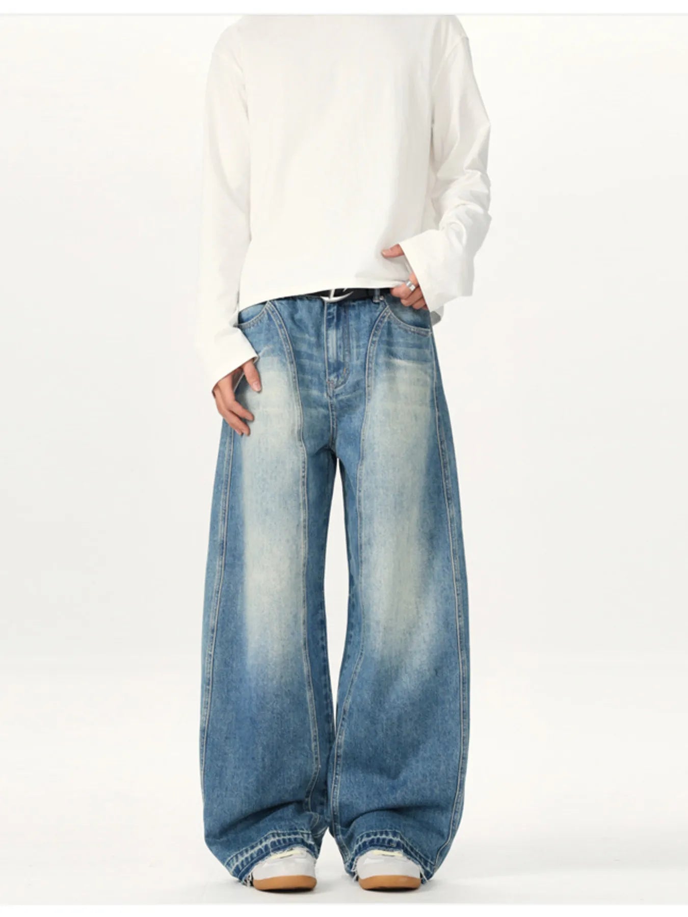 Men's Washed Wide Leg Jeans