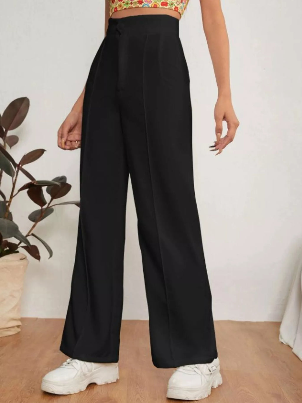 High Waist Straight Leg Dress Pants