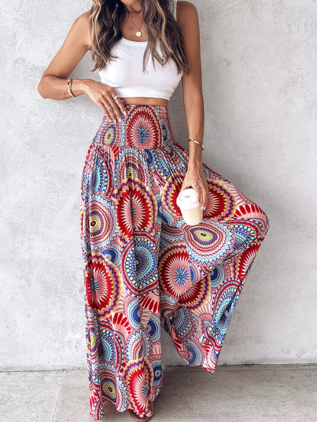 Printed Wide-Leg Pants