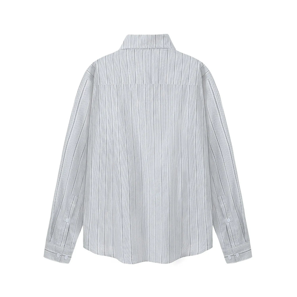 Men's Butterfly Print Striped Long Sleeve Casual Shirt