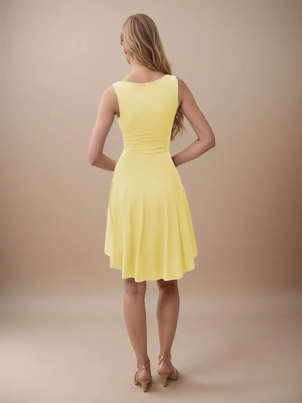 High-Low Round Neck Sleeveless Mini Dress