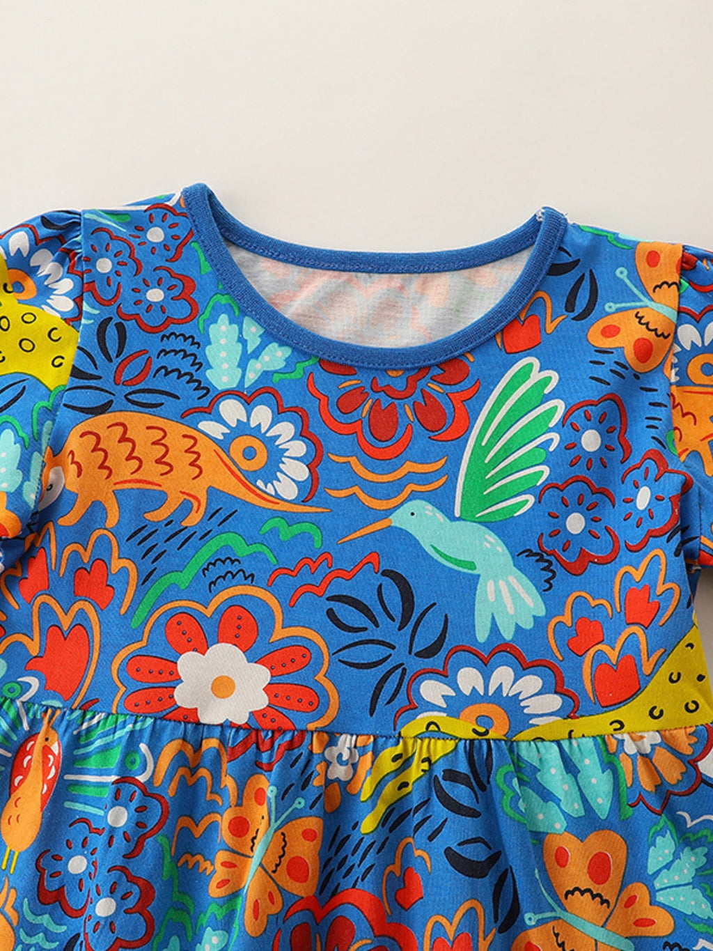 Children's Printed Round Neck Short Sleeve Dress