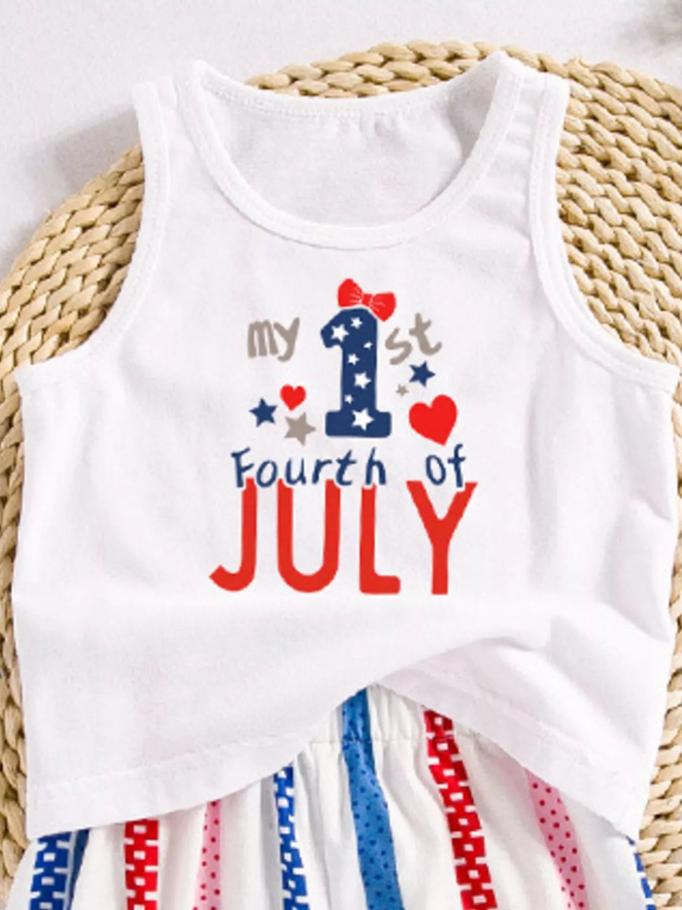 Children's Patriotic USA Floral Tank and Shorts Set