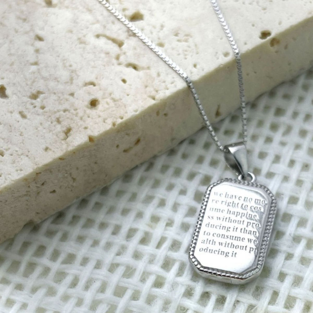 925 Sterling Silver Rectangle Pendant Necklace
