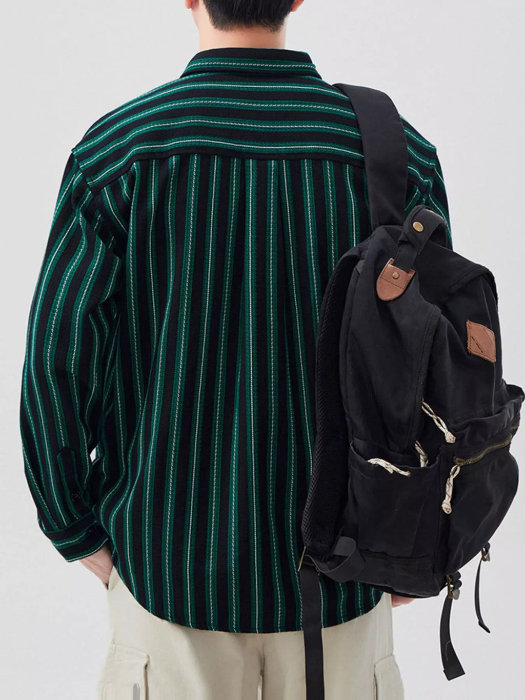 Men's Plus Size Striped Button Up Long Sleeve Shirt