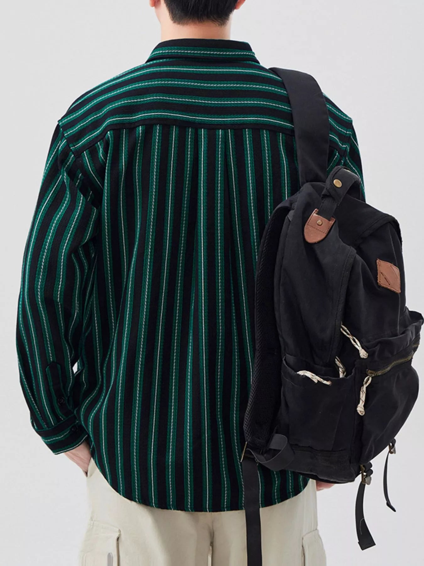Men's Plus Size Striped Button Up Long Sleeve Shirt