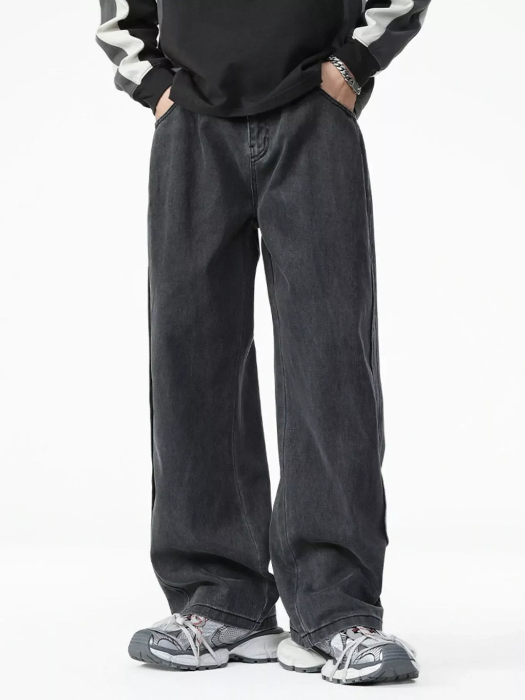 Men's Washed Relaxed Fit Wide Leg Jeans