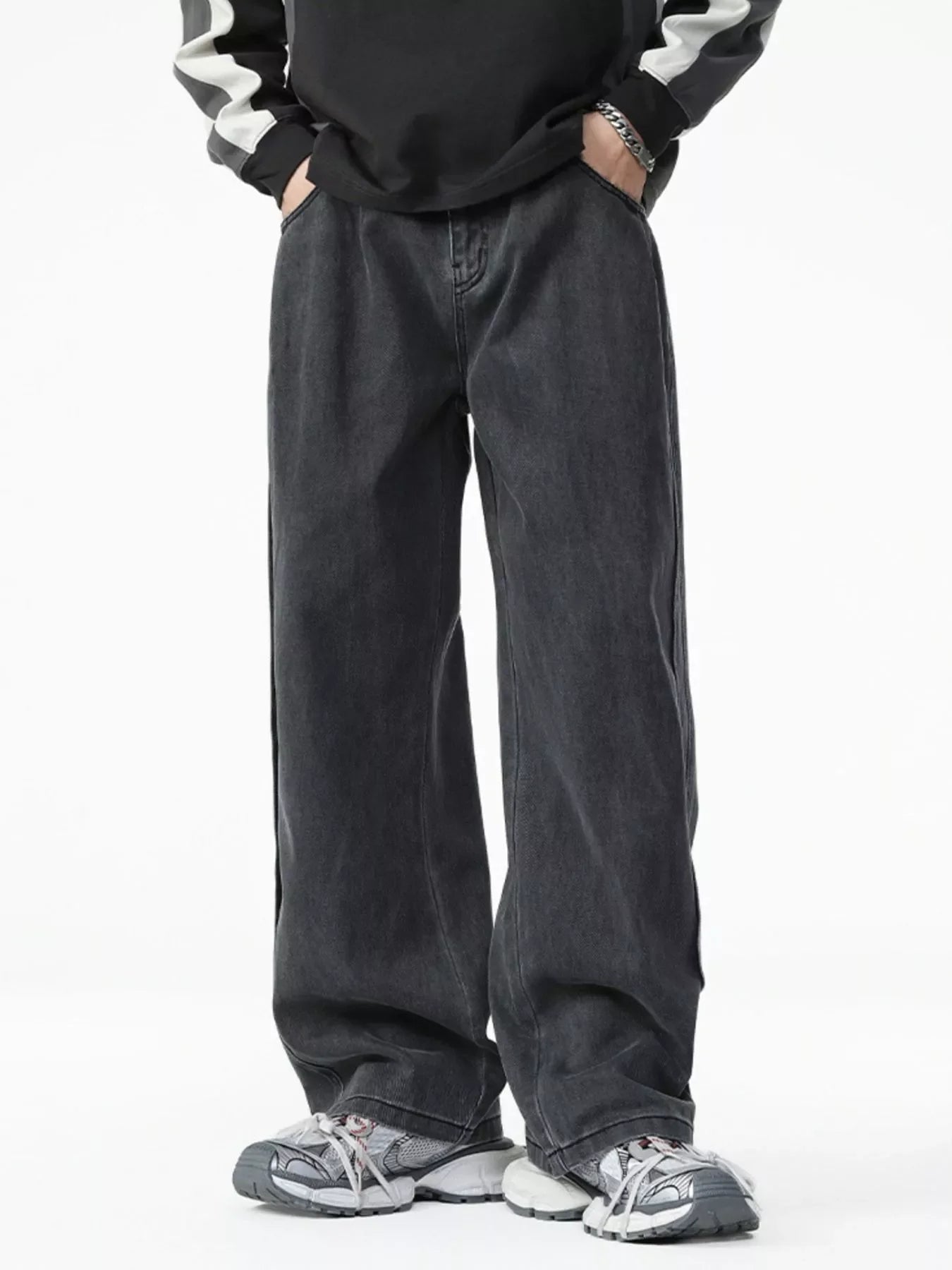 Men's Washed Relaxed Fit Wide Leg Jeans