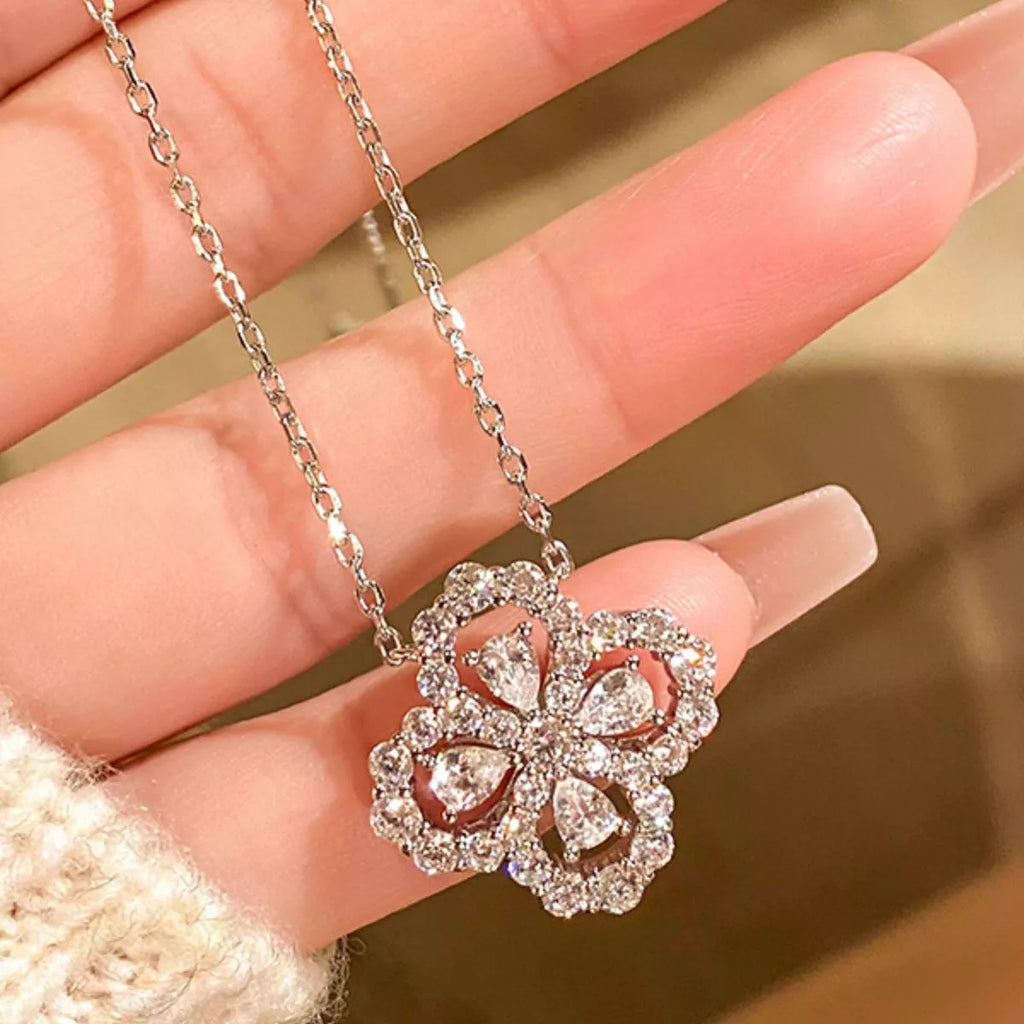 Moissanite 925 Sterling Silver Clover Pendant Necklace