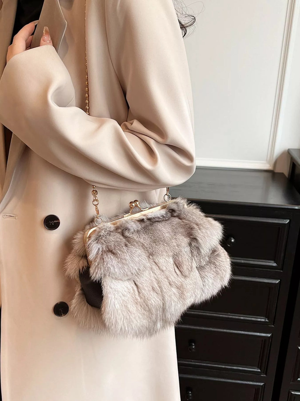Furry Chain Crossbody Bag
