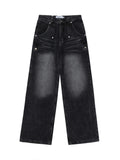 Men's High-Waisted Wide Leg Wash Jeans