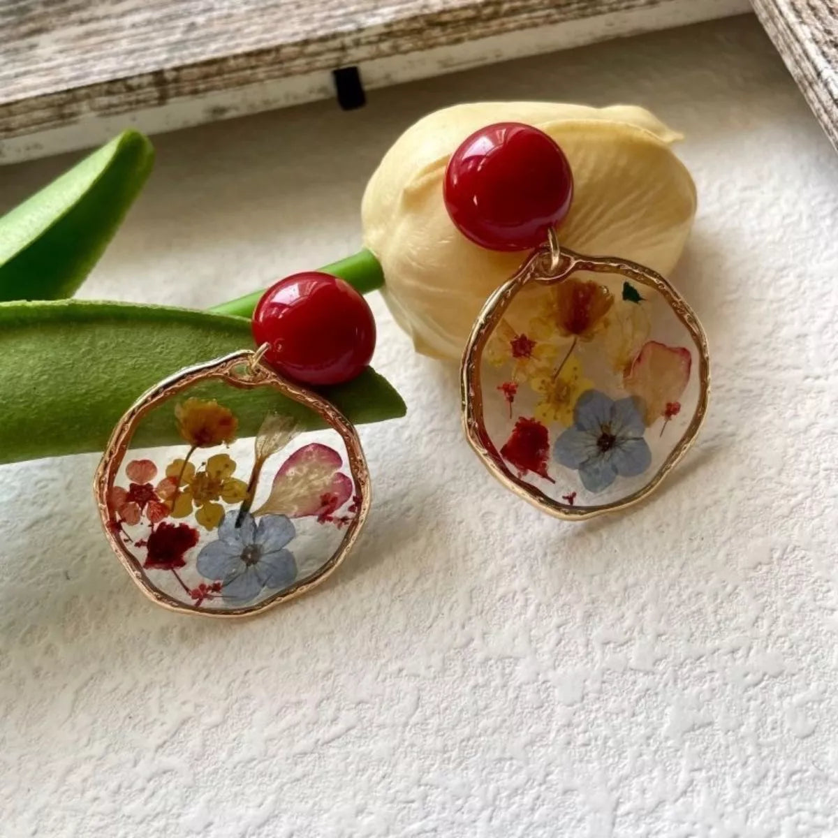 18K Gold-Plated Flower Dangle Earrings