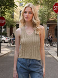 Cable-Knit V-Neck Knit Tank