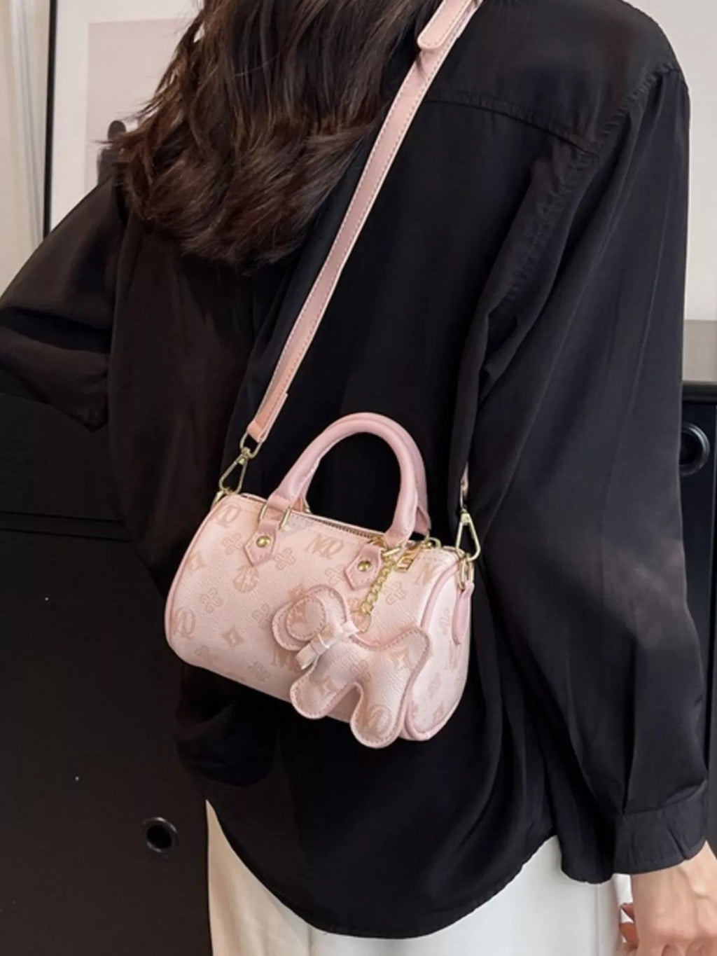 Barrel Crossbody Bag with Charm