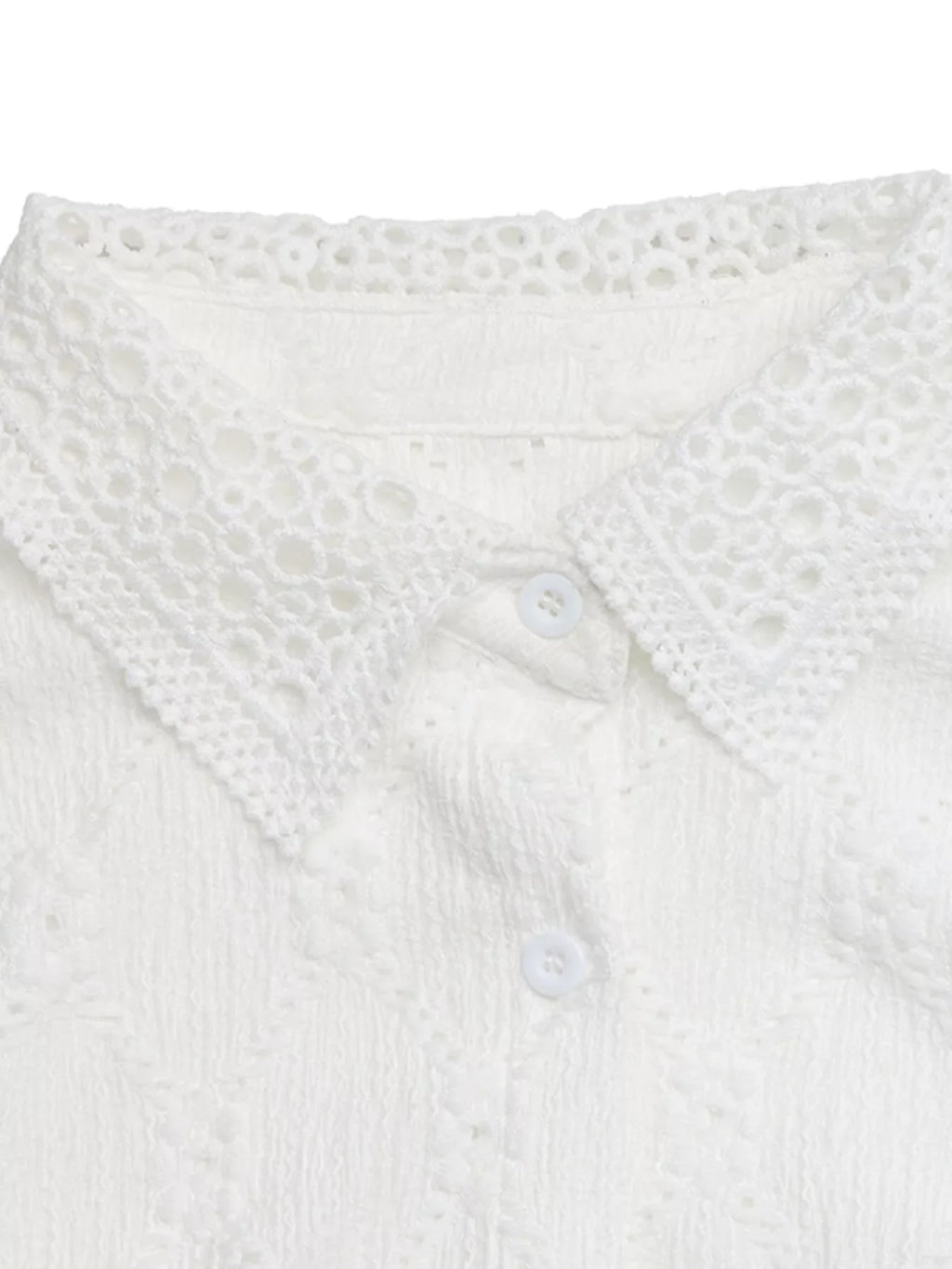 Lace Detail Ruffle Sleeve Button Up Shirt