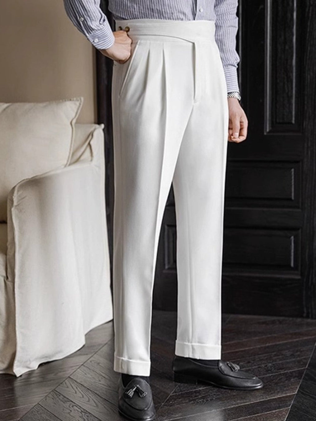 Men's Pleated Wide-Leg Dress Pants