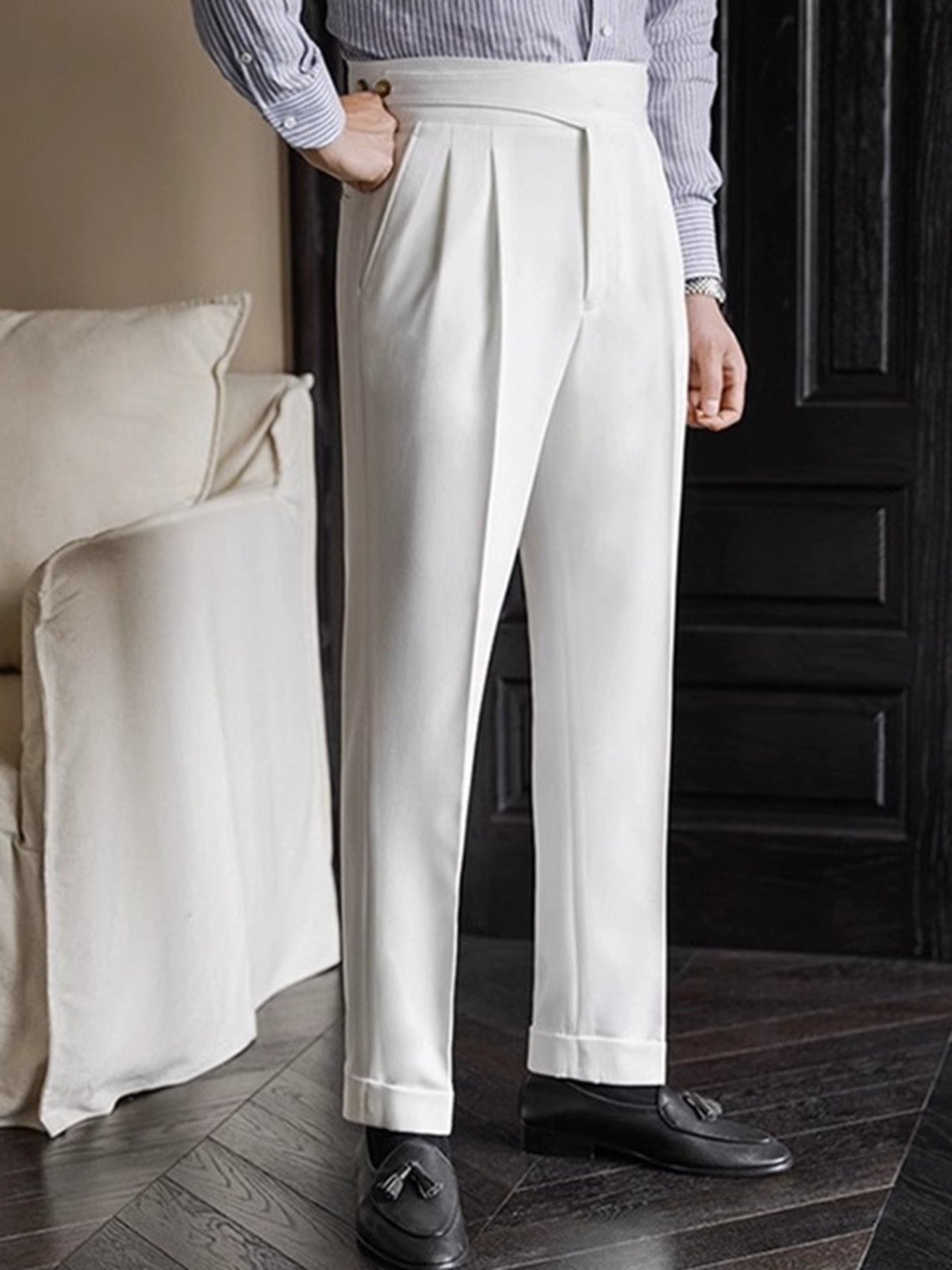 Men's Pleated Wide-Leg Dress Pants