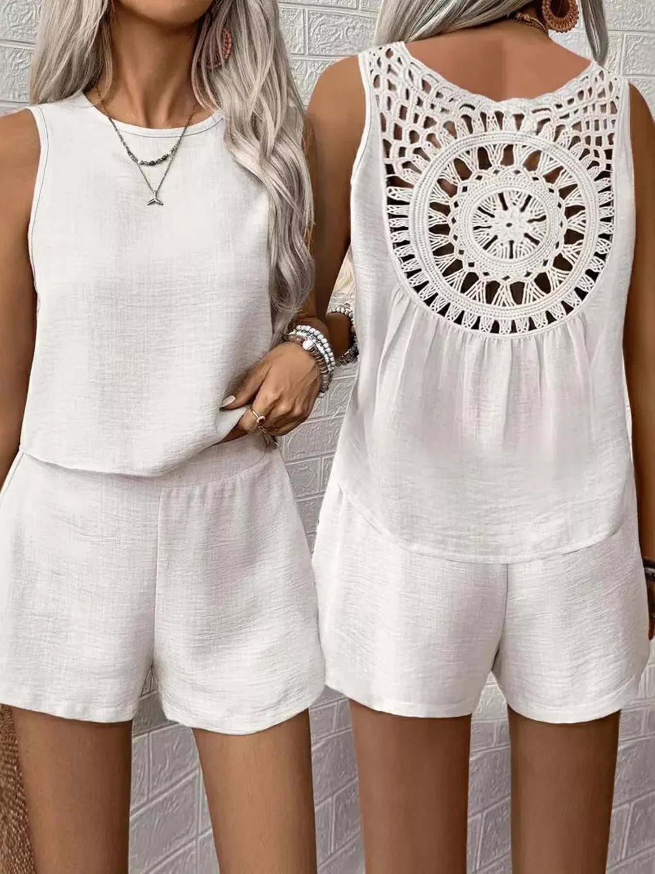 Round Neck Tank Top and Shorts Set