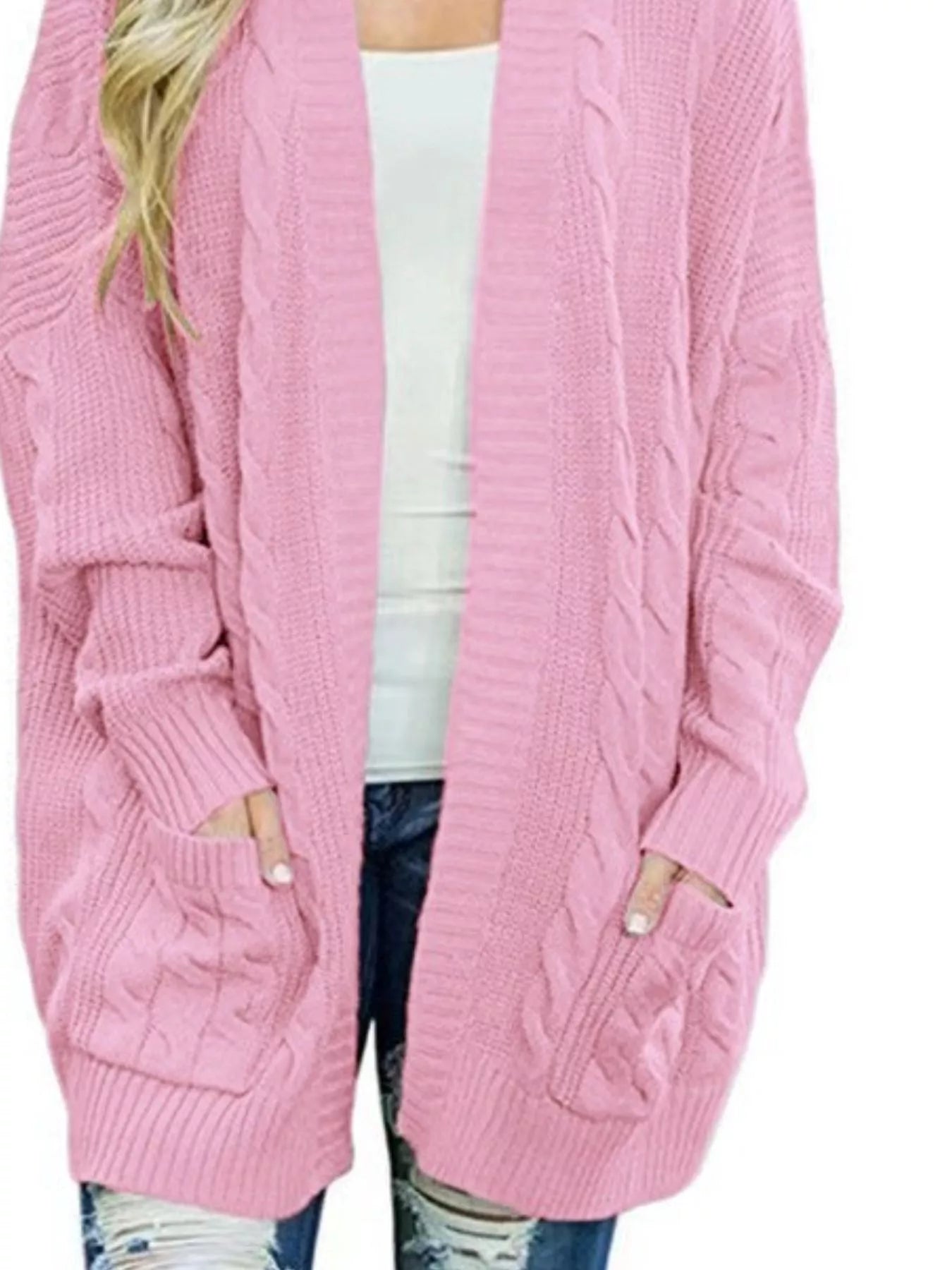 Full Size Chunky Knit Open Front Cardigan Plus Size