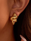 18K Gold-Plated Inlaid Zircon Spiral Earrings