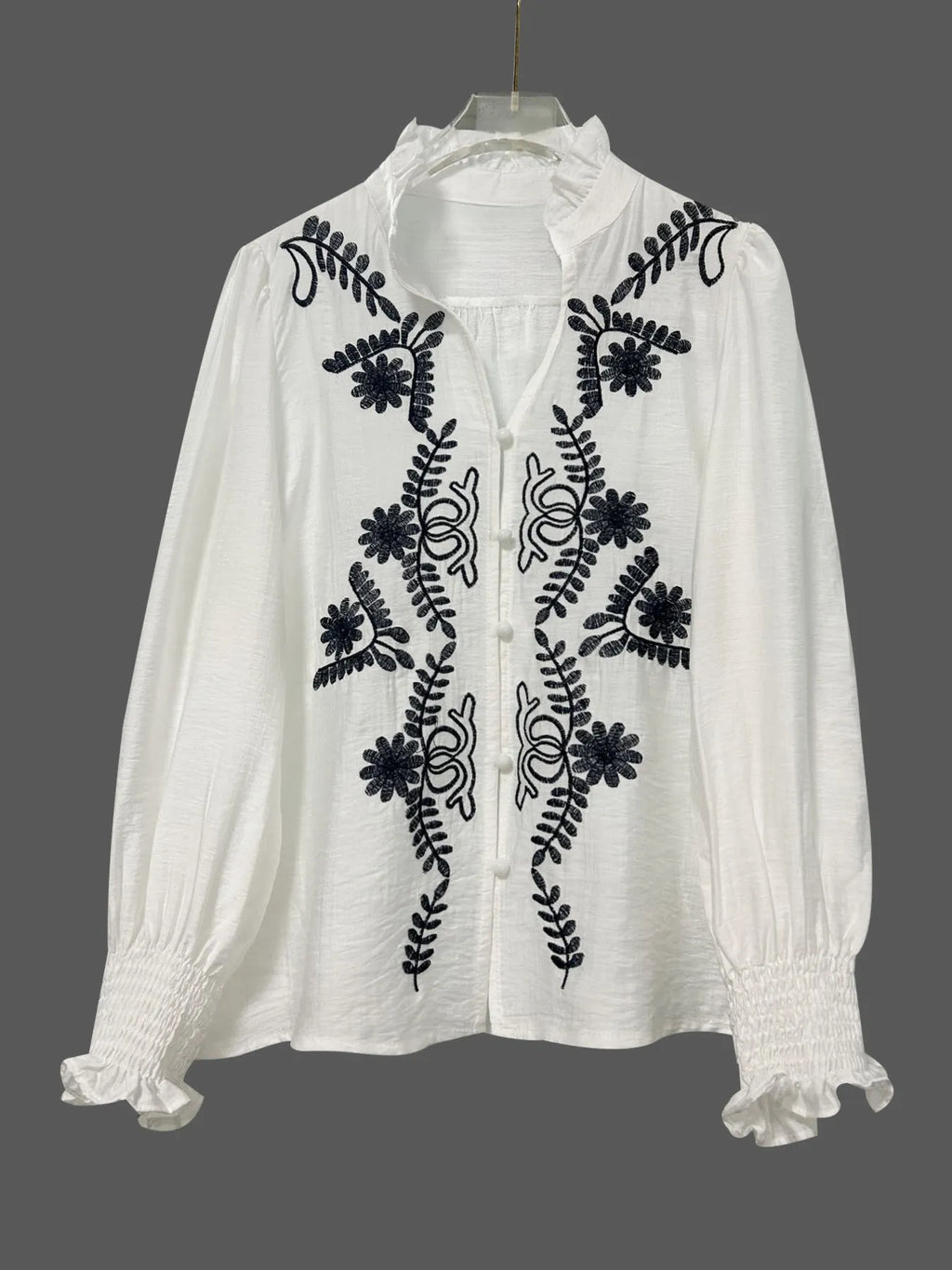 Embroidered Long Sleeve Blouse