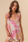 BiBi Tie Dye Printed Textured Woven with Ruffled