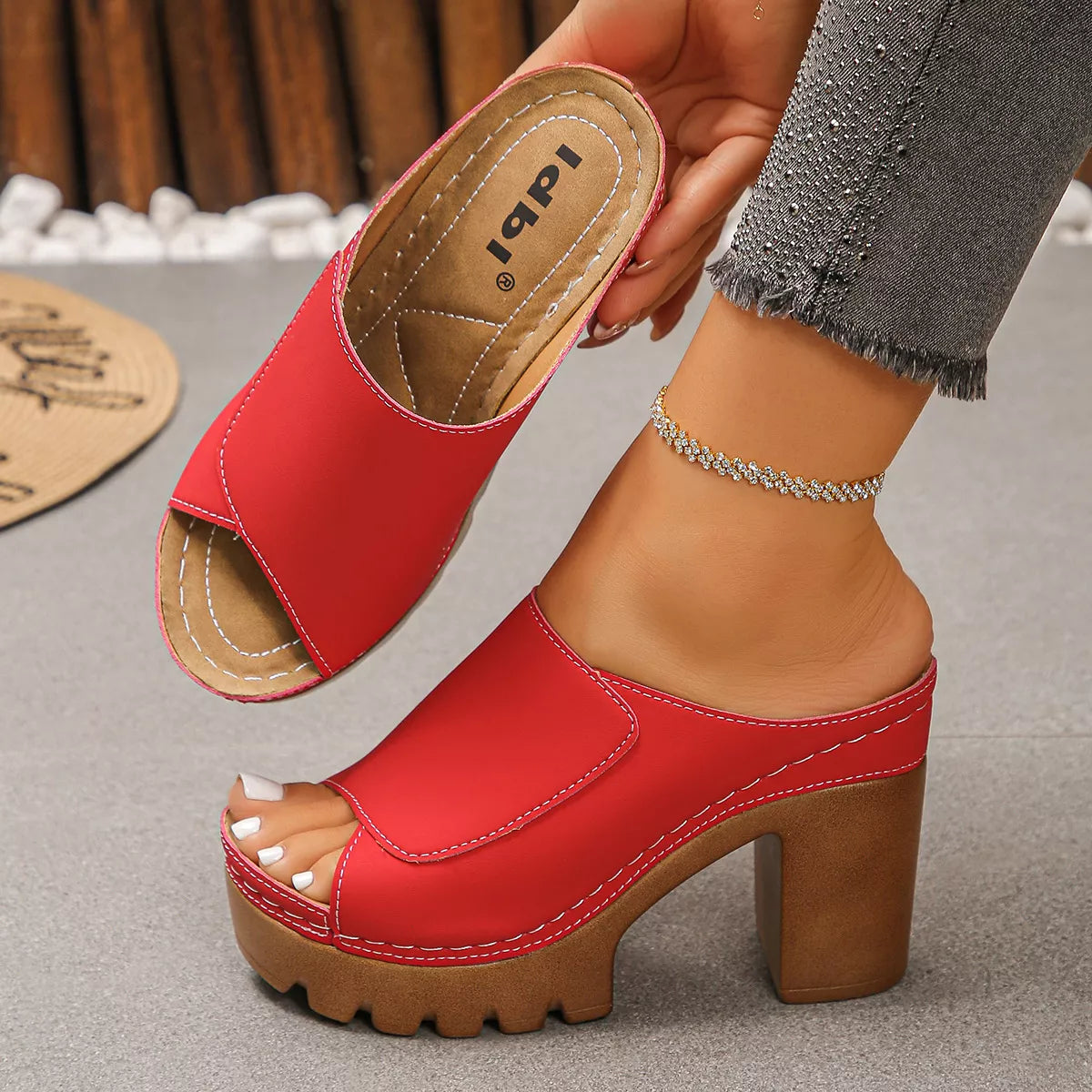 Open Toe Block Heels Sandals
