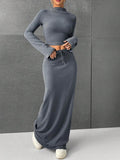 Long Sleeve Top & Drawstring Maxi Skirt Set