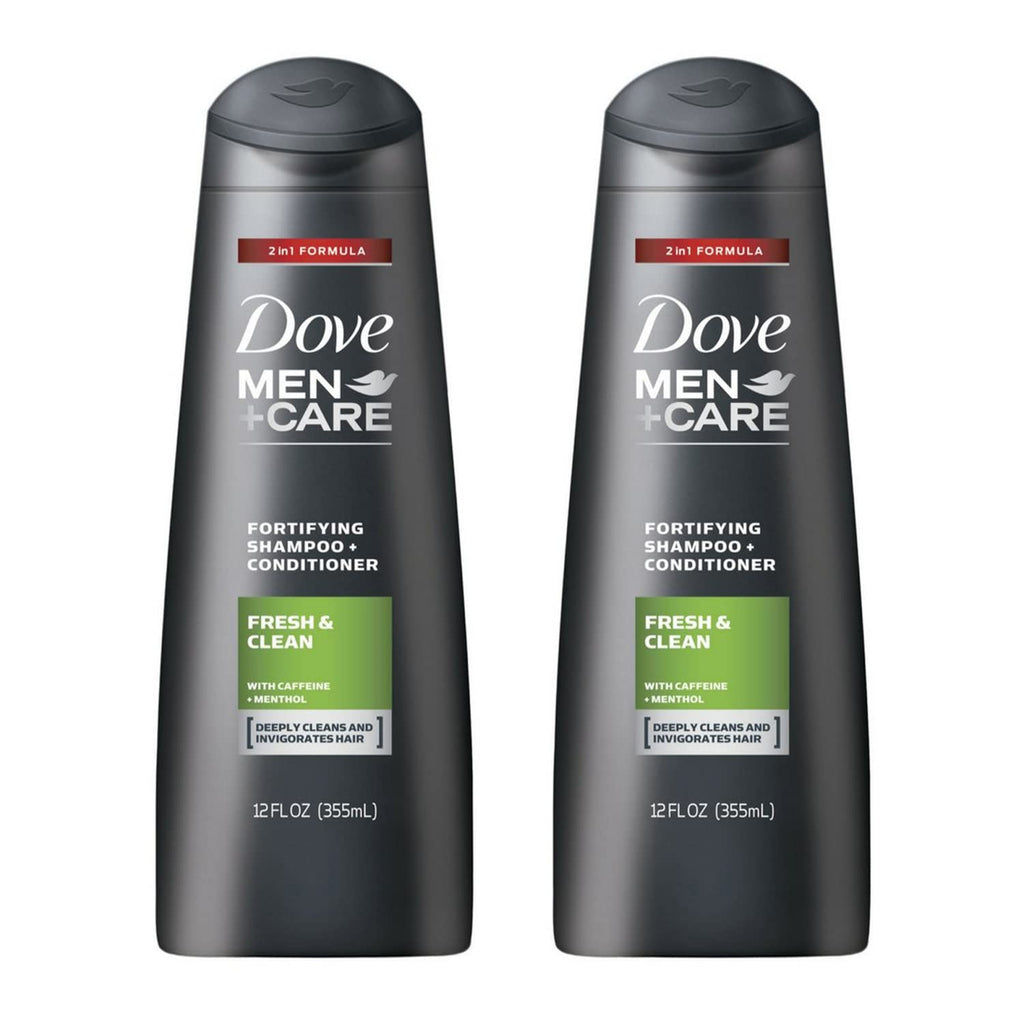 Dove Men+Care Fortifying 2 in 1 Shampoo and Conditioner Fresh and Clean for Normal to Oily Hair with Caffeine and Menthol to Help Strengthen & Nourish Hair 12 fl oz Pack of 2