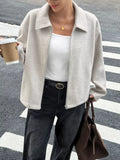 Zip-Up Dropped Shoulder Jacket