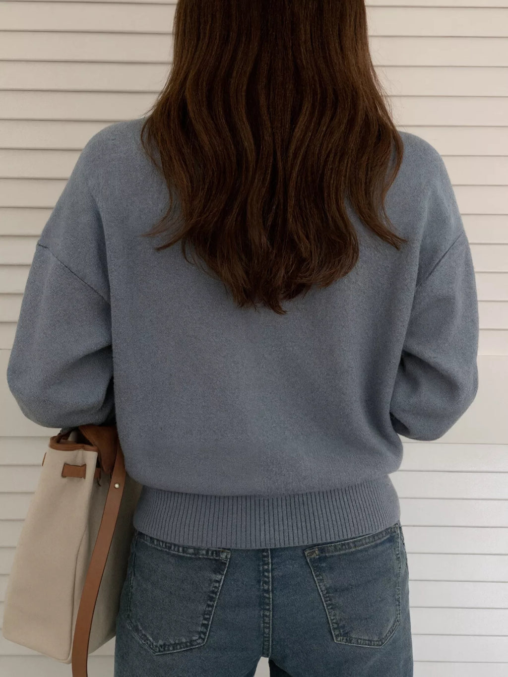 Polo Collar Dropped Shoulder Sweater