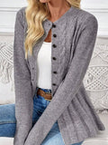 Cable-Knit Button-Down Cardigan