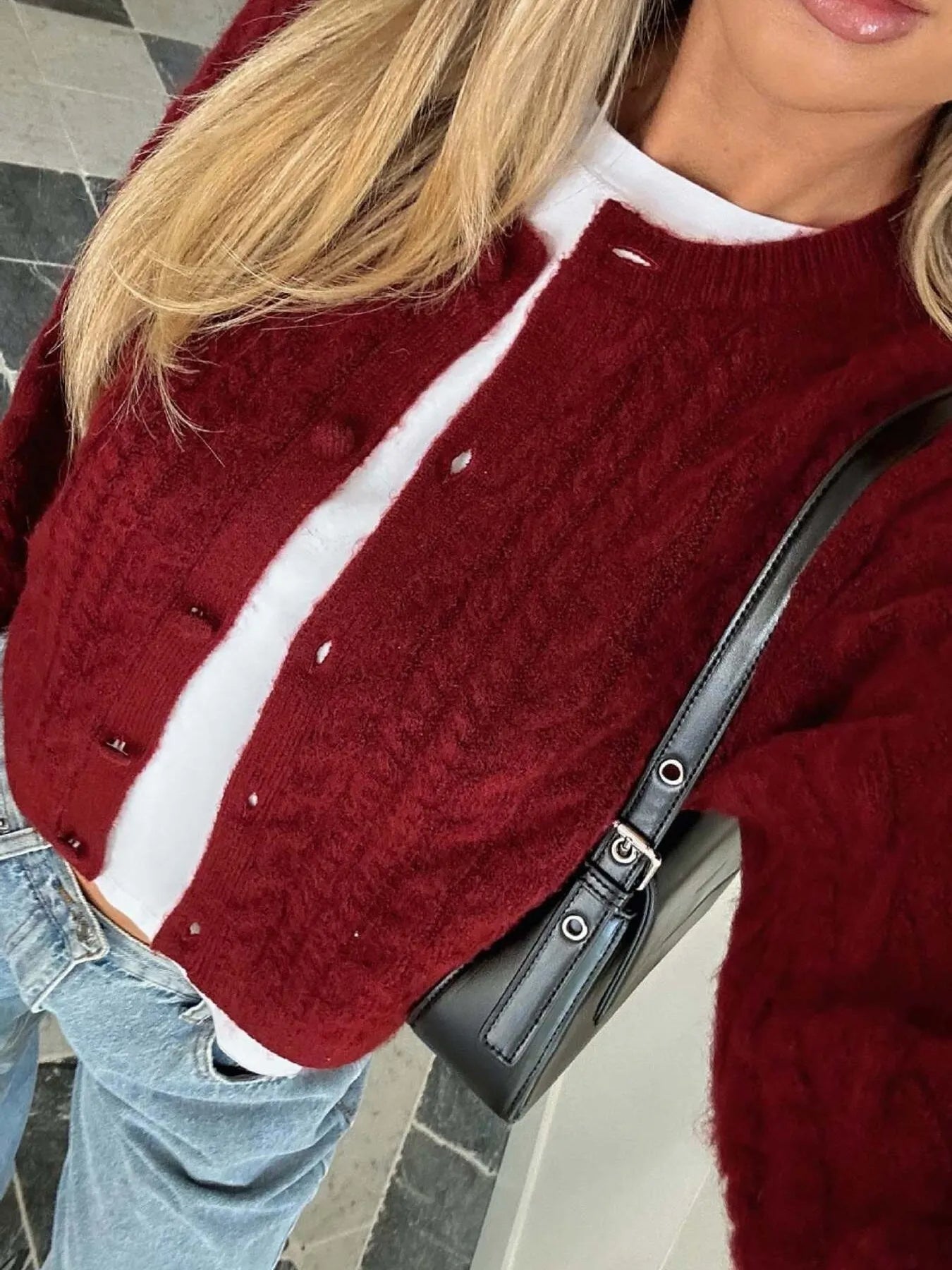 Cable Knit Button-Up Cardigan