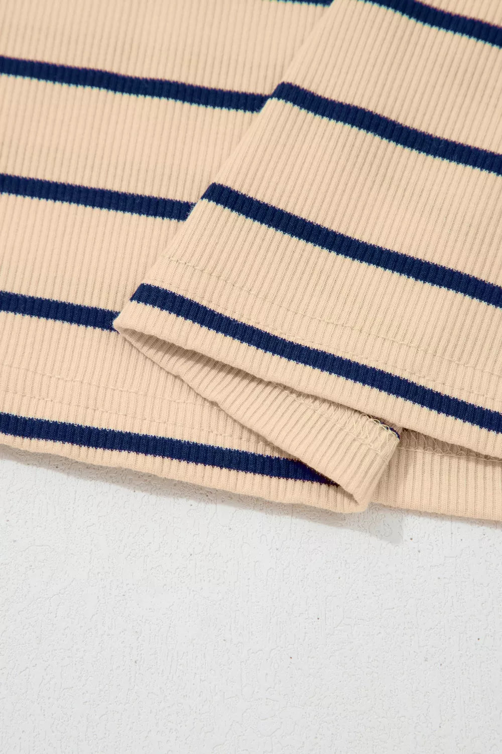 Stripe Mock Neck Short Sleeve Loose Top