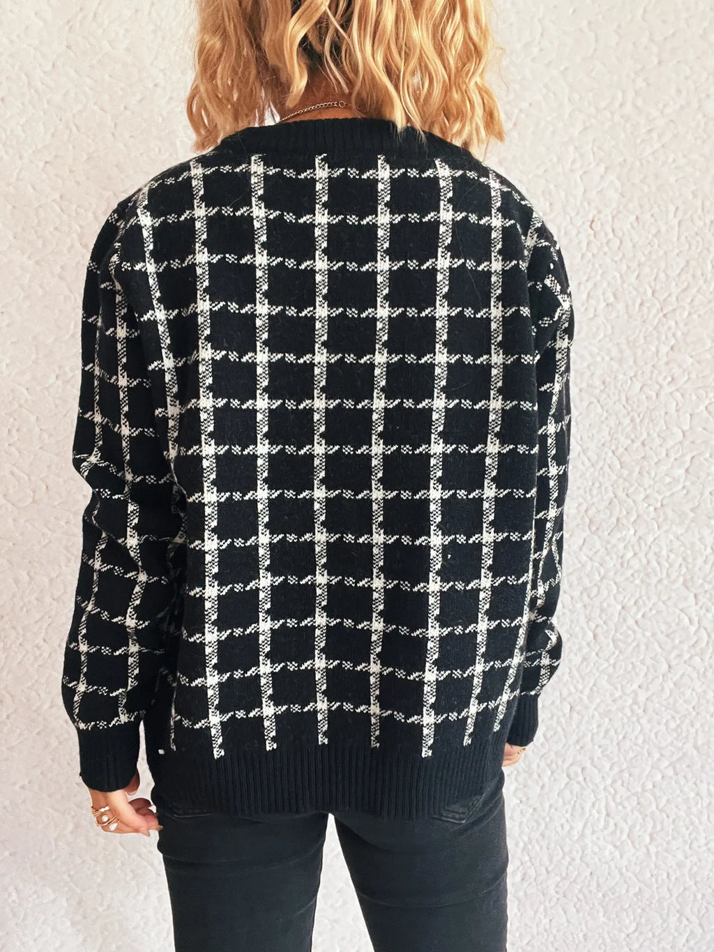Plaid Pattern Zip Up Cardigan