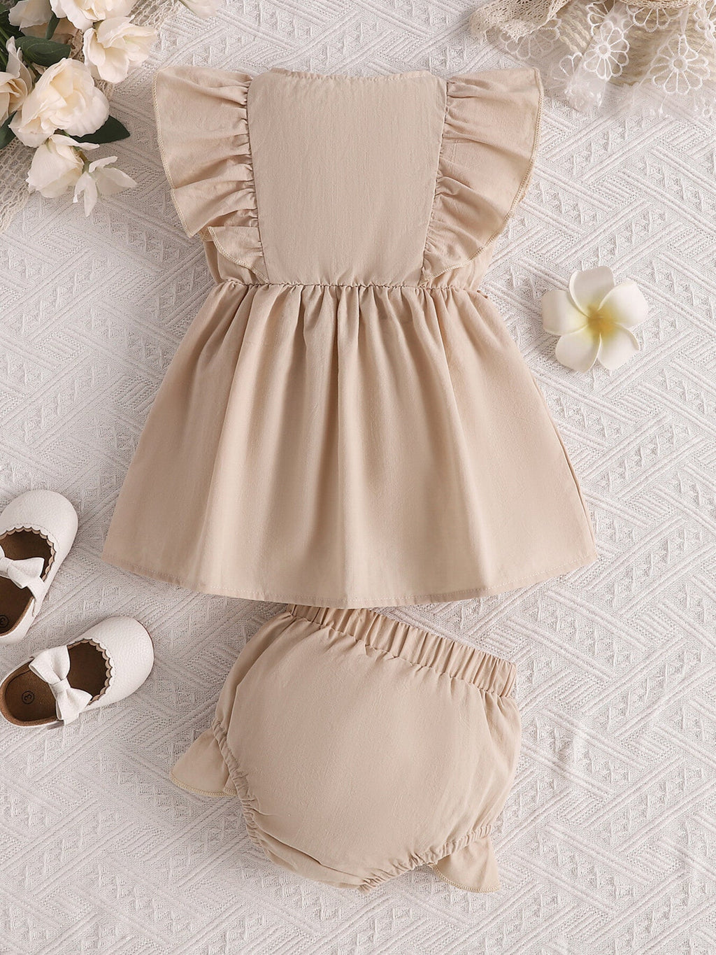 Children's Ruffle Trim Button Front Top and Shorts Set