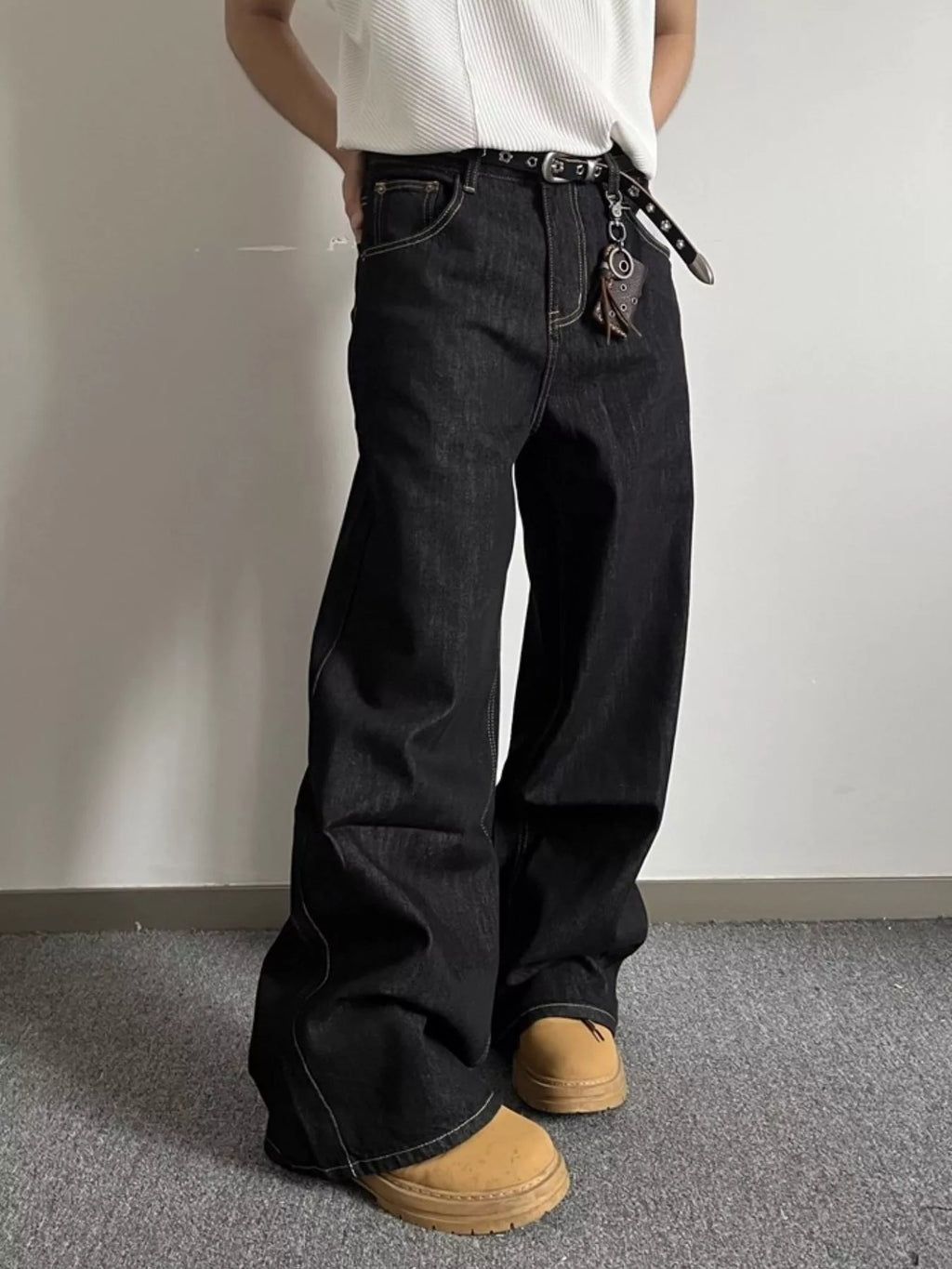 Men's Full Size Wide Leg Wash Jeans Plus Size