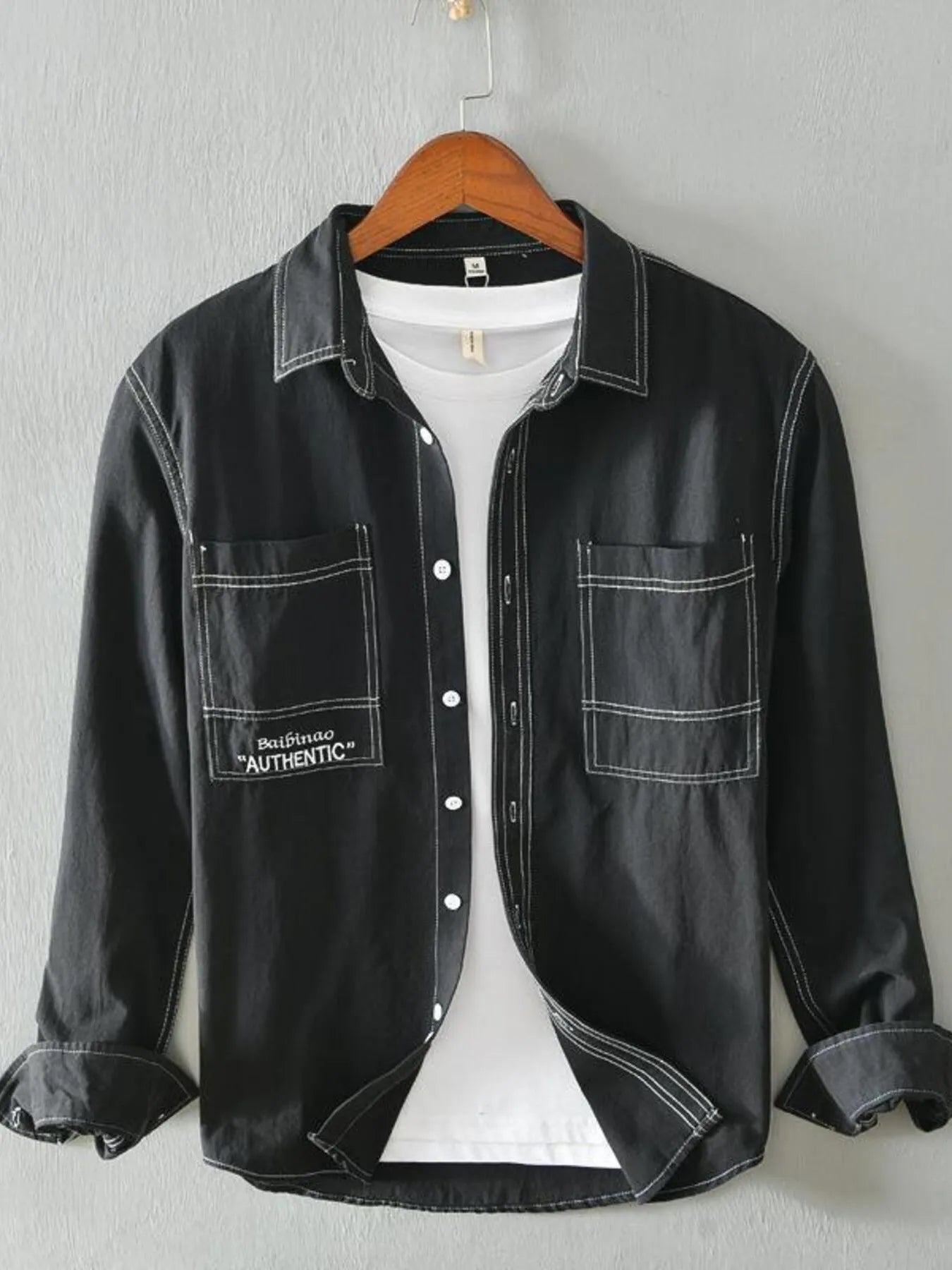 Men's Plus Size Button Up Long Sleeve Shirt