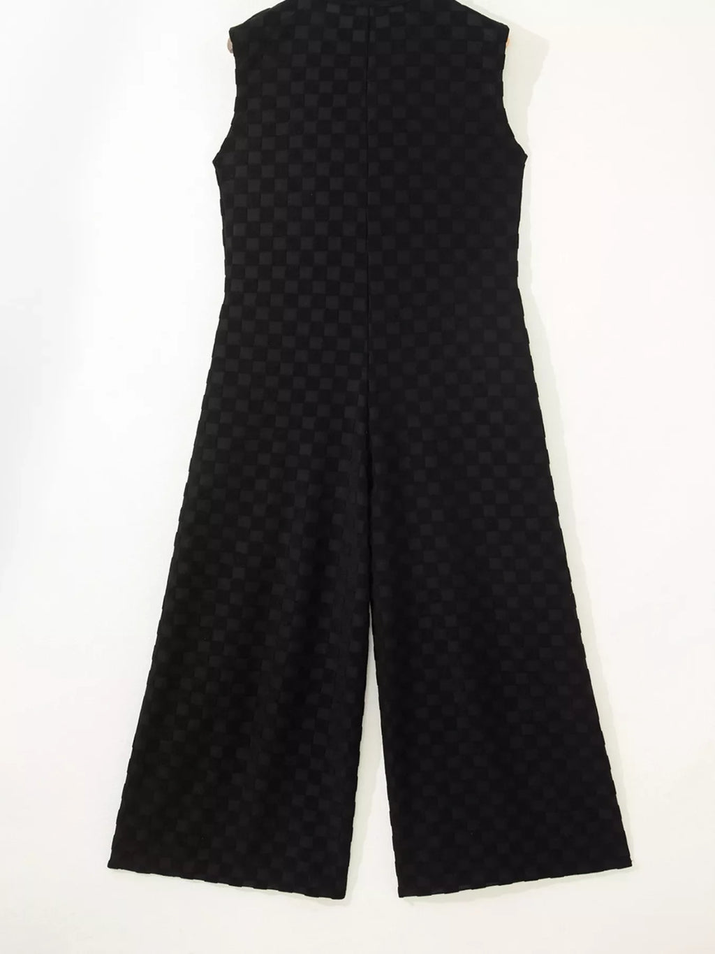 Checkered Sleeveless Wide Leg Jumpsuit