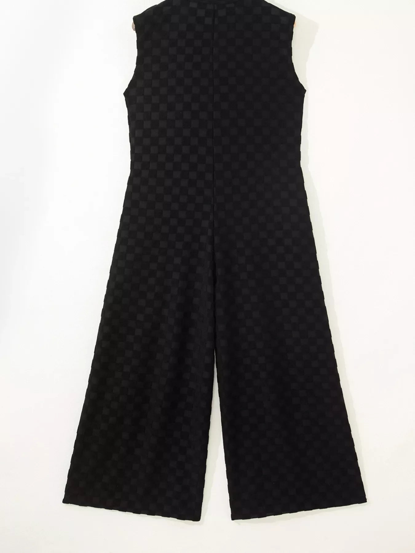 Checkered Sleeveless Wide Leg Jumpsuit