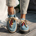 Beaded Lace-Up Loafers