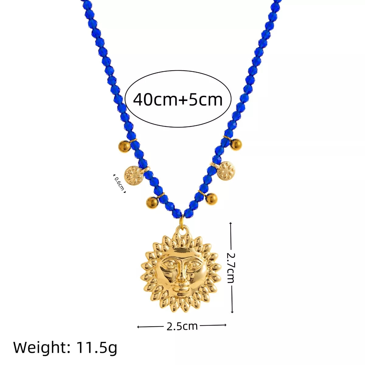 14K Gold-Plated Bead Sun Pendant Necklace