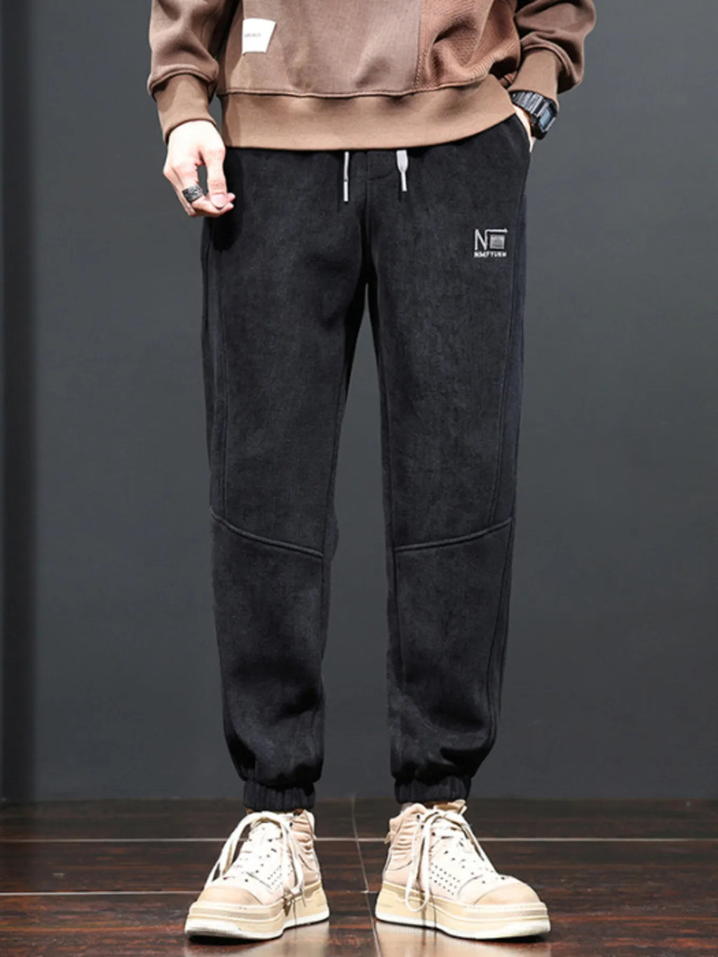 Men's Plus Size Drawstring Corduroy Pants