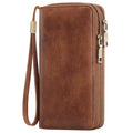 Vintage Style Double Zipper Leather Wallet