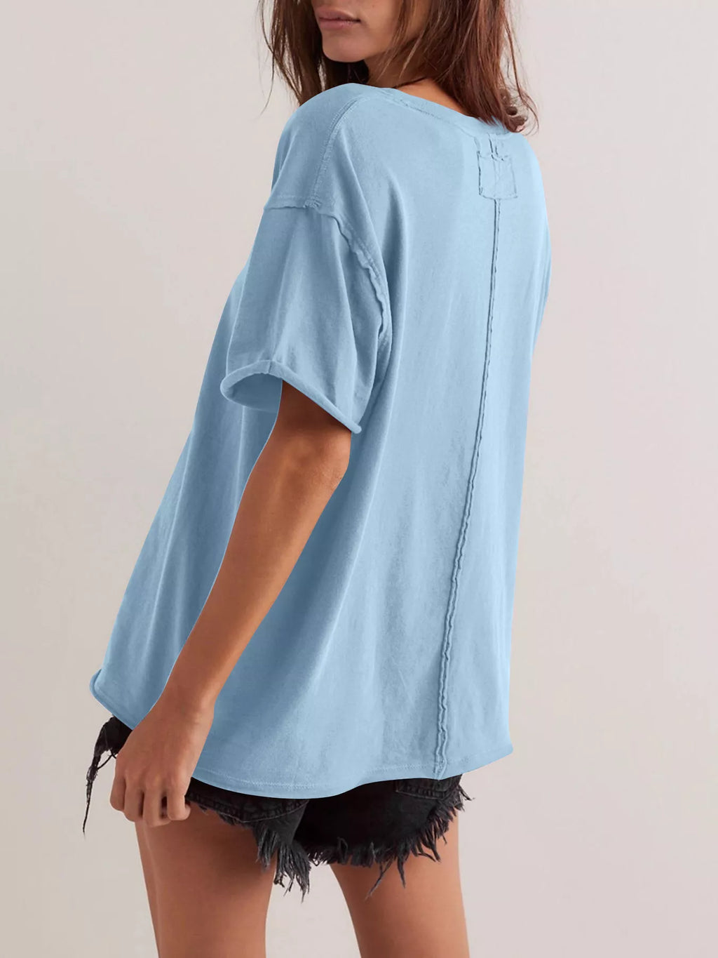 Casual Loose Fit Solid Color T-Shirt