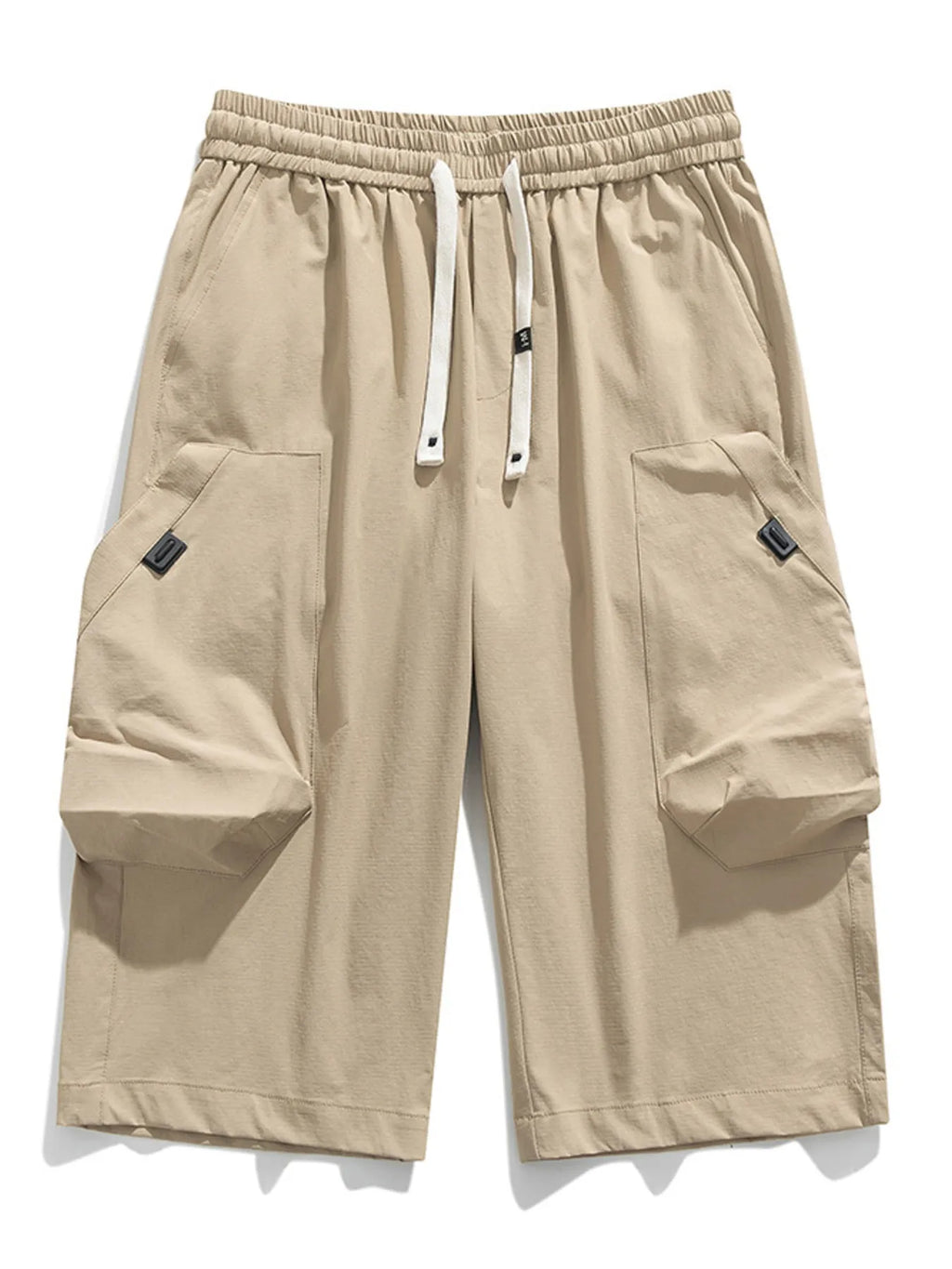 Men's Plus Size Casual Cargo Capris with Drawstring Waist