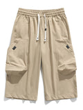 Men's Plus Size Casual Cargo Capris with Drawstring Waist