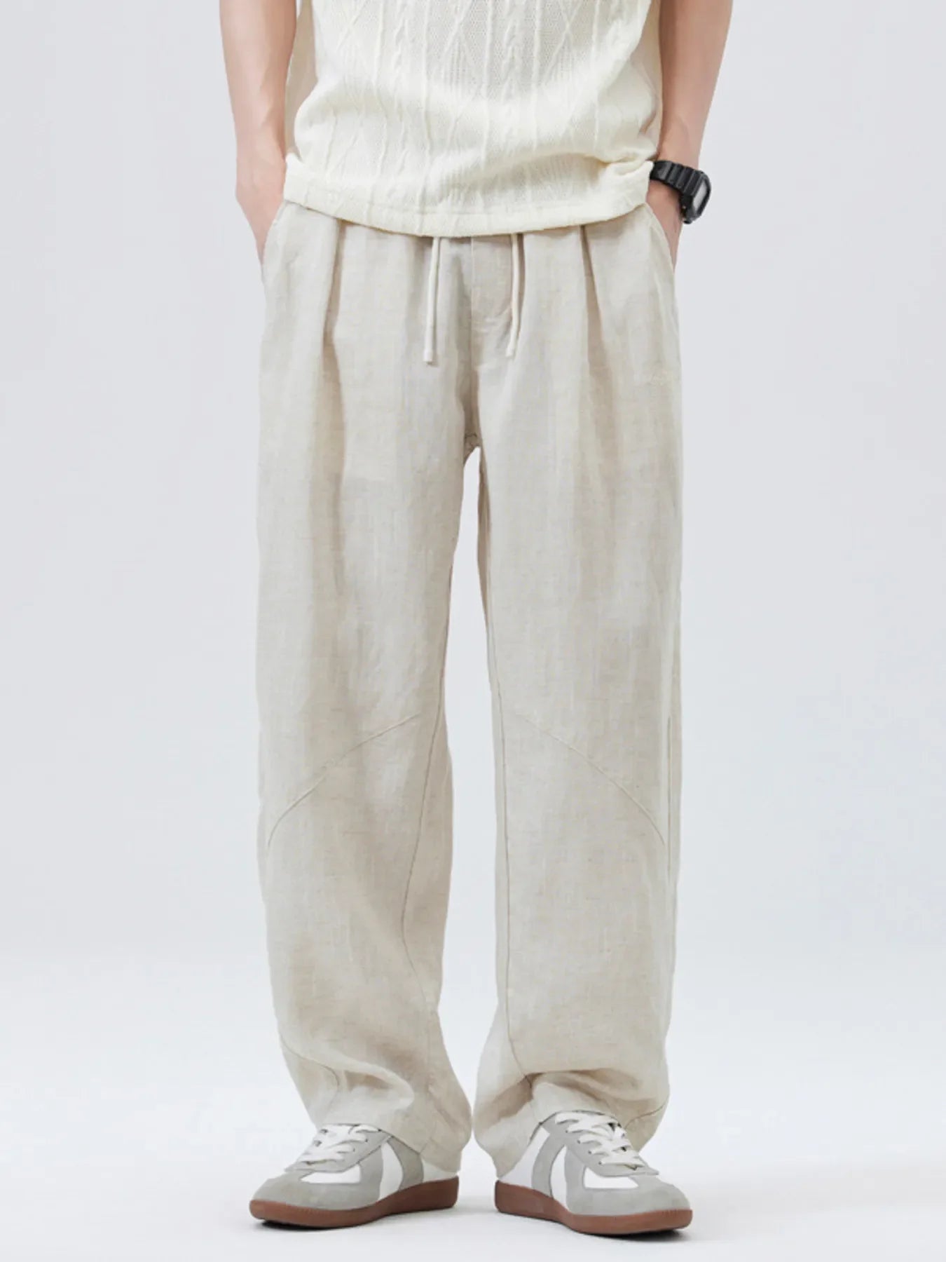 Men's Drawstring Wide leg Pants