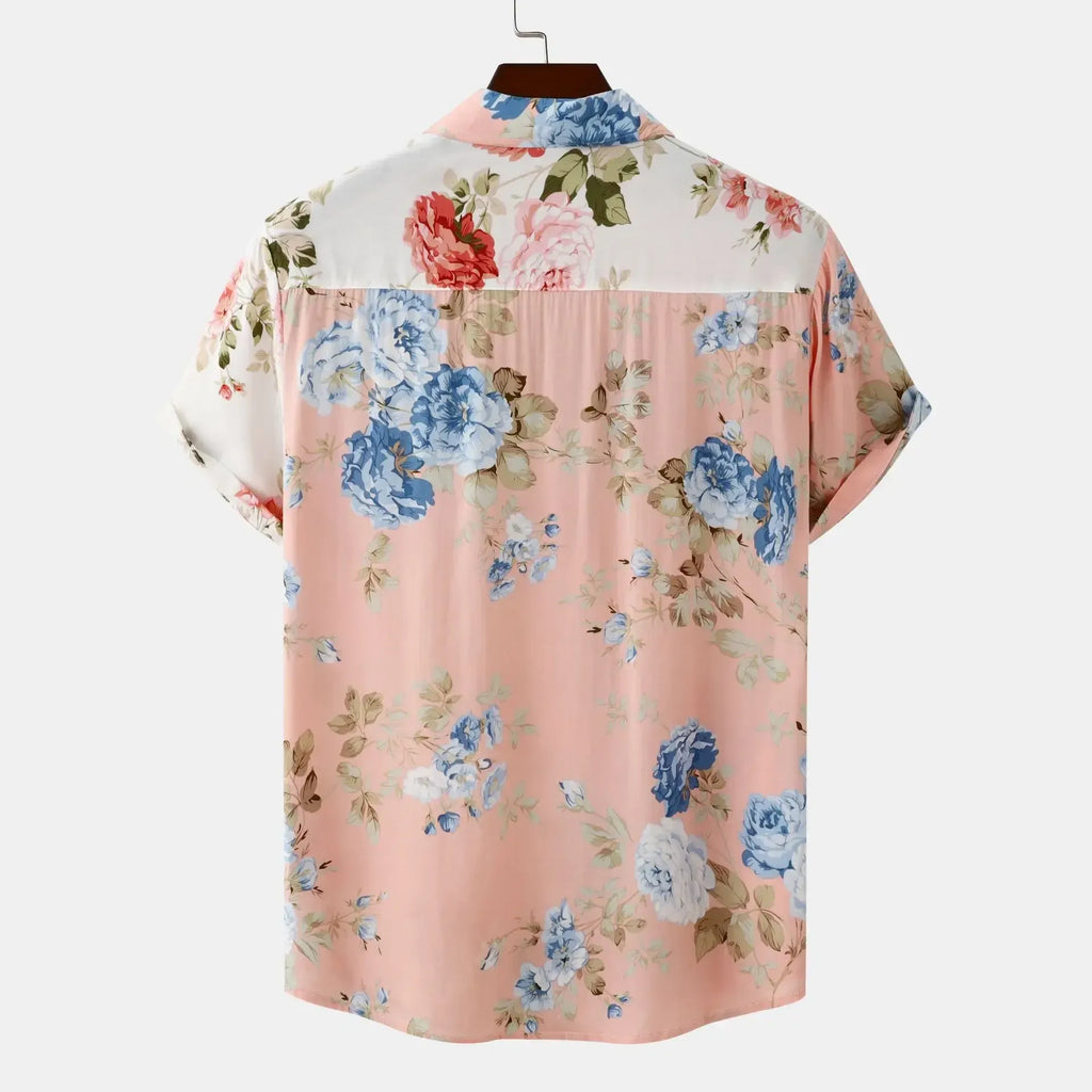 Men's Plus Size Floral Short Sleeve Shirt